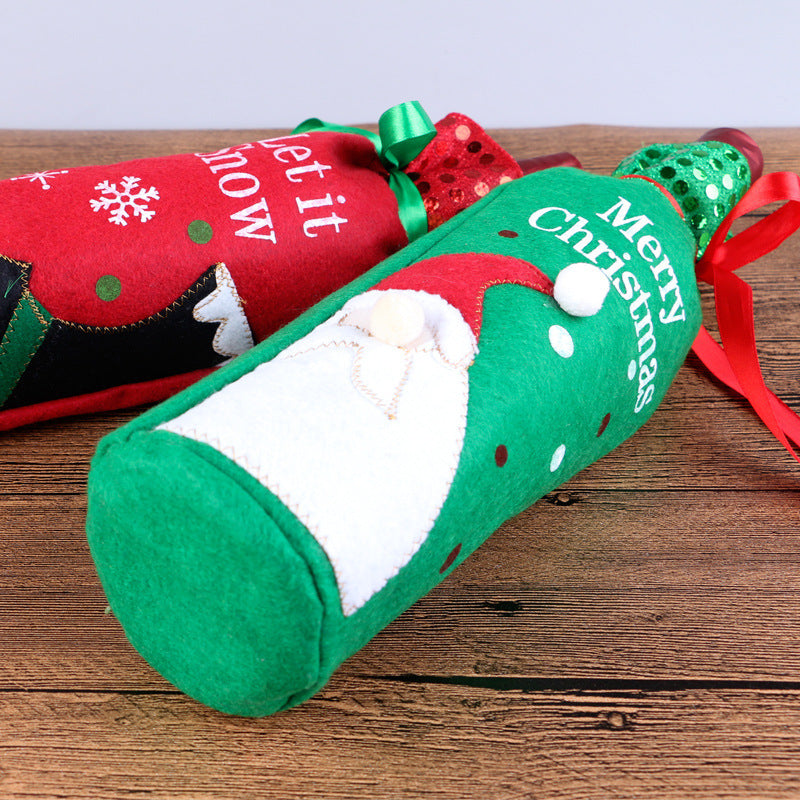 Christmas Ornament wine bottle set Christmas decorations red wine gift gift bag Christmas Ornament wine bottle set Christmas decorations red wine gift gift bag